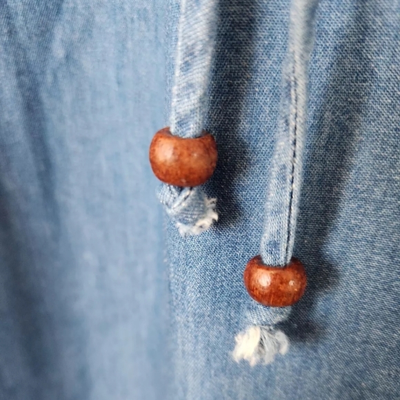 NWT Speed Limit Denim Lightweight Drawstring Ruffle Sleeve Casual Dress Size M - Picture 6 of 10